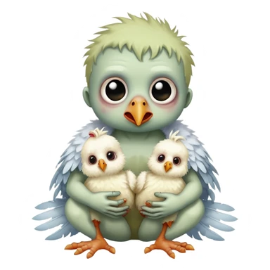 baby zombie on a tiny white chicken sticker