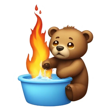 Bear poring water on fire sticker