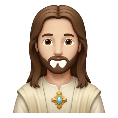 Jesus, Son of God from Gods and Goddesses with long brown hair, cream outfit sticker