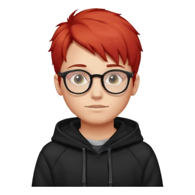boy with glasses and red hair with black hoodie sticker