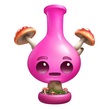 A pink bong with sparkly mushrooms on it sticker