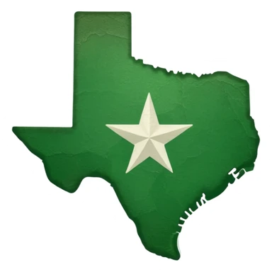 Green state of Texas with tiny green heart outline inside sticker