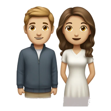 Brown haird asian girl with brown haired white guy sticker