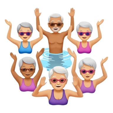 Old people in water aerobics class sticker