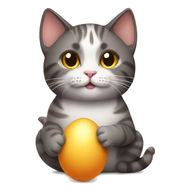 cat holding an egg sticker