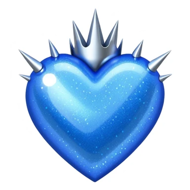 blue glittery heart with chrome spikes sticker