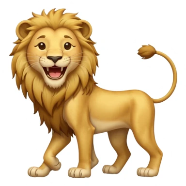 León desnutrido y flaco riéndose  de cuerpo entero sticker