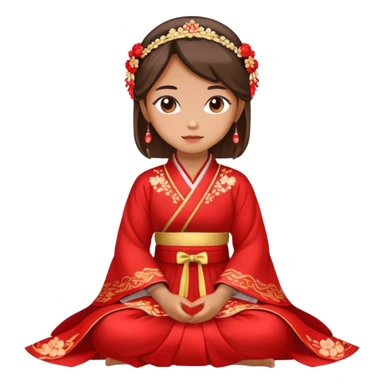 Beautiful girl wearing red Hanfu wedding dress sitting sticker