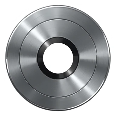 Chrome vinyl record emoji, silver metallic finish, iOS emoji style, reflective surface, minimal design, centered, smooth gradients, clean white background sticker