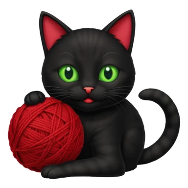 happy black cat playing with small ball of wool sticker