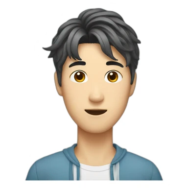 korean guy with curtains hair sticker