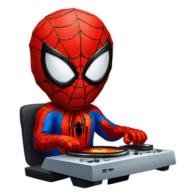 Spiderman using disk jockey sticker