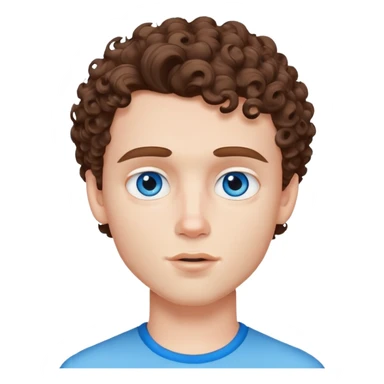 pretty bratz man, short curly brown hair, blue eyes, pale skin, defined jawline sticker