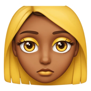 Make a sad eyes with browns on top of an eye using yellow sticker