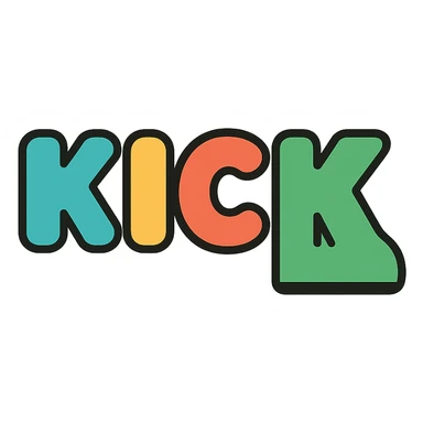 kick logo, playful, rounded shapes, friendly vibe, colorful and inviting sticker
