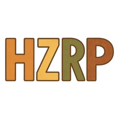 letters HZRP as a logo in distinct flat warm colors illustration style sticker