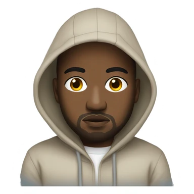 Kanye West with a hoodie sticker