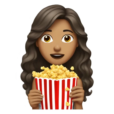 Long hair brunette woman putting pop corn in her mouth  sticker
