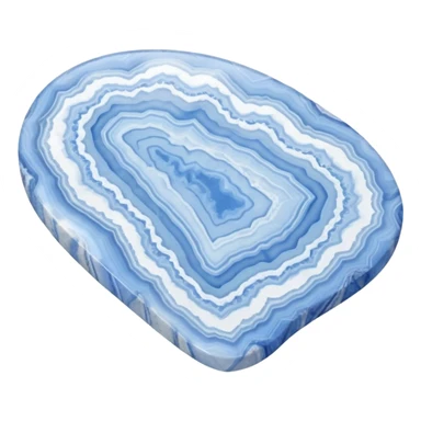 Polished blue lace agate gemstone with soft blue and white delicate patterns in layers sticker