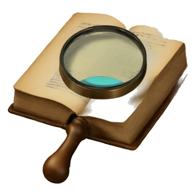 vintage book with magnifying glass sticker