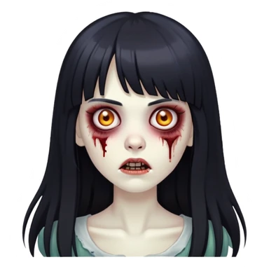 zumbie mulher com cabelo preto longo com franja acima da sobrancelha sticker