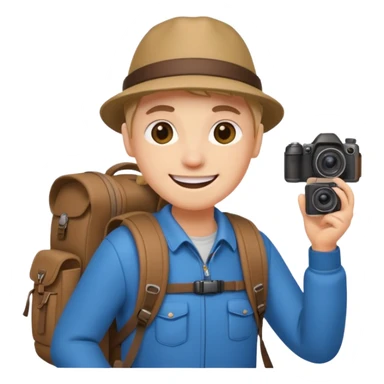 a tourisst in europe holding a camera sticker