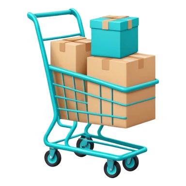 Online cart logo stuffed with boxes Turquoise colors sticker