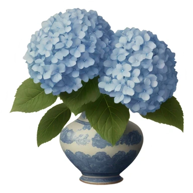 Hydrangeas in vintage vase sticker