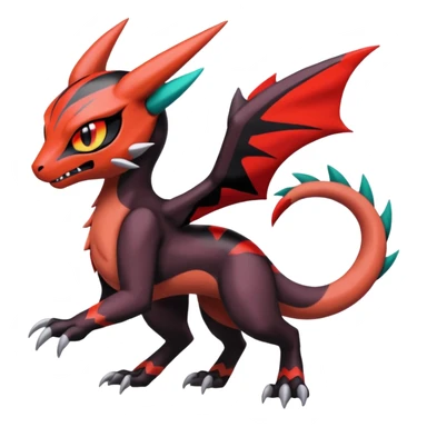 Colorful Cool Badass  Meloetta-Litten-Noivern-Salandit-Guilmon-Darkrai-Pokémon-Fakémon-fusion-hybrid-creature sticker
