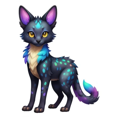Cute Kawaii Epic Colorful Dark Black Iridescent Nebula Sergal-Serval-Vernid full body sticker