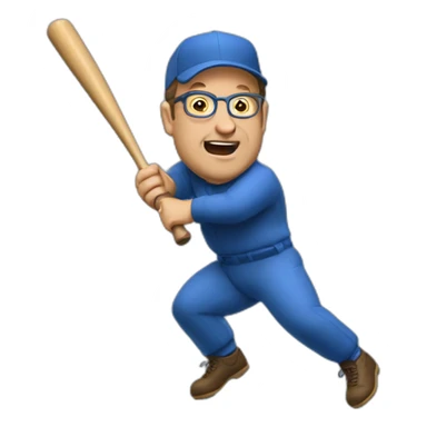 george costanza swinging bat blue background sticker