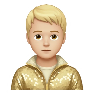 Brady Corbet as Brian Lackey from Mysterious Skin with light skin, golden blonde hair, cream sequin outfit sticker