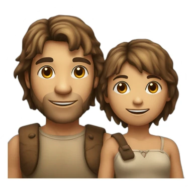man homo sapiens and girl homo neanderthal smiling sticker