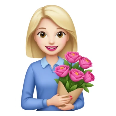 Shopper with flower bouquet sticker