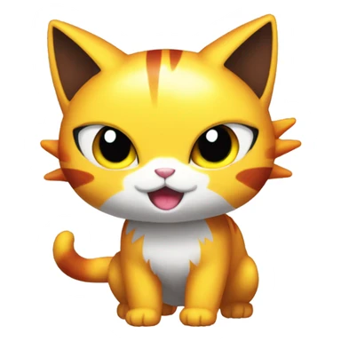 Shiny Dark-type-Fire-type-Fakémon-Cat full body sticker