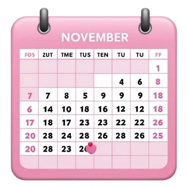 pink calendar of days in november 2025 in poppins text form sticker