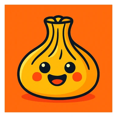 khinkali dumpling with a smiling face, cartoon style, bright colors sticker