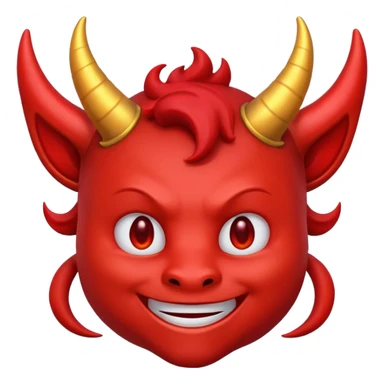 A friendly devil emoji with a halo on top of his horns sticker