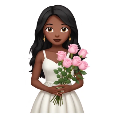 woman of God (black girl, super feminine and pretty, modern, long hair, white dress, pink flowers in hand) sticker