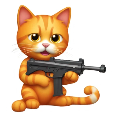 Orange cat with a toy gun sticker