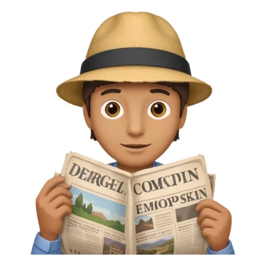 man with rolled newspaper sticker