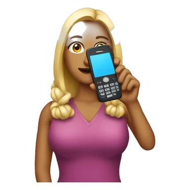 woman showing big phone sticker