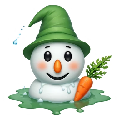 melting snowman with green hat sticker