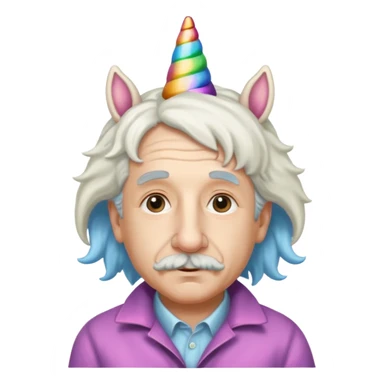 Albert Einstein Wearing an Unicorn hat sticker