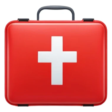 red first aid kit with white cross sticker
