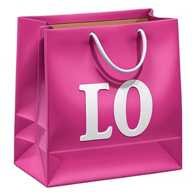 Fuchsia pink paper bag with white handles, repeating DRUNI  in light pink and a large vertical 'DRUNI' in bold white letters in the center, iOS emoji style, shiny and realistic. sticker