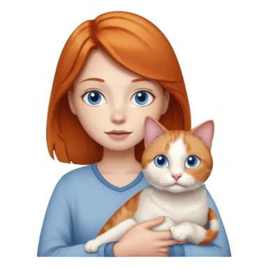 A ginger with blue eyes holding a large dilute calico cat. sticker