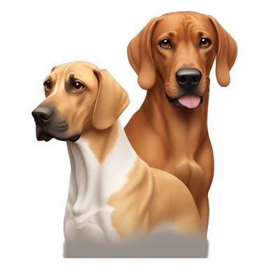 white male with long rainbow colored hair alongside a brown rhodesian ridgeback sticker