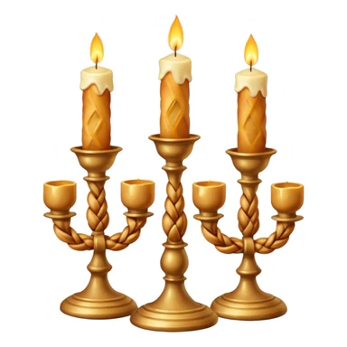 Shabbat two candles in candlesticks and hala bread  sticker