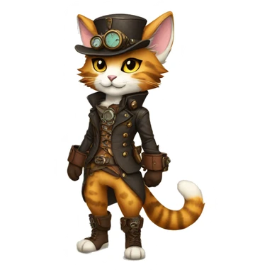 Anthro Fur-Sona feline-Fakémon with a steampunk-cap Full Body sticker